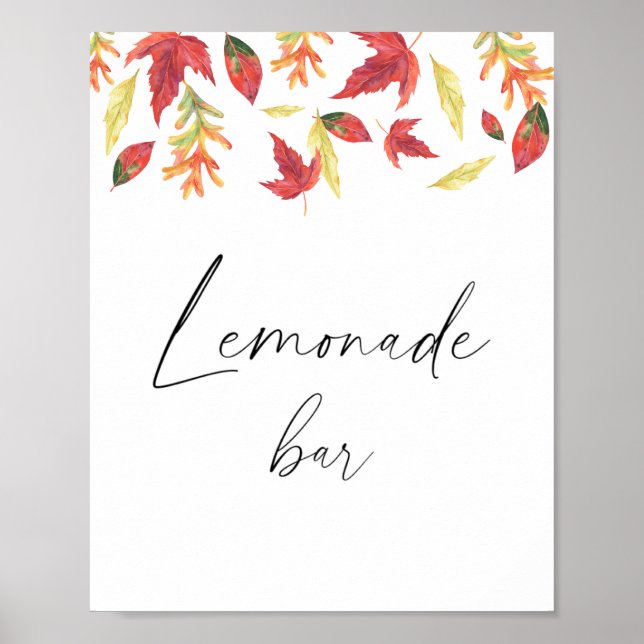 Affiche Aquarelle chute feuilles - barre de limonade (Devant)