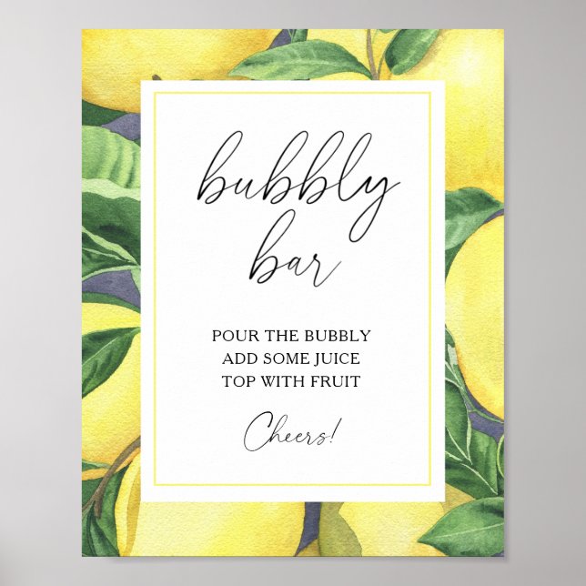 Affiche Aquarelle citron citron moderne - barre mousseuse (Devant)