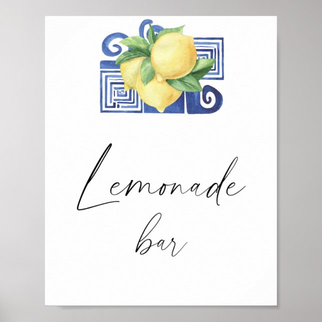 Affiche Aquarelle citron moderne - bar à limonade (Devant)