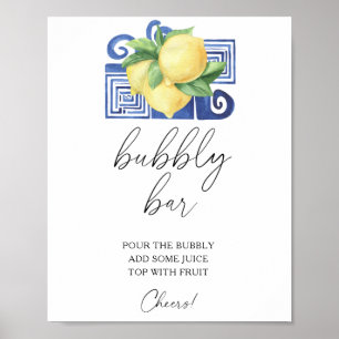 Affiche Aquarelle citron moderne citrus - bar pétillant