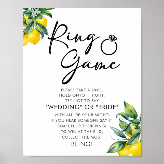 Affiche Aquarelle Citron noir | Fête des mariées du jeu d' (Devant)