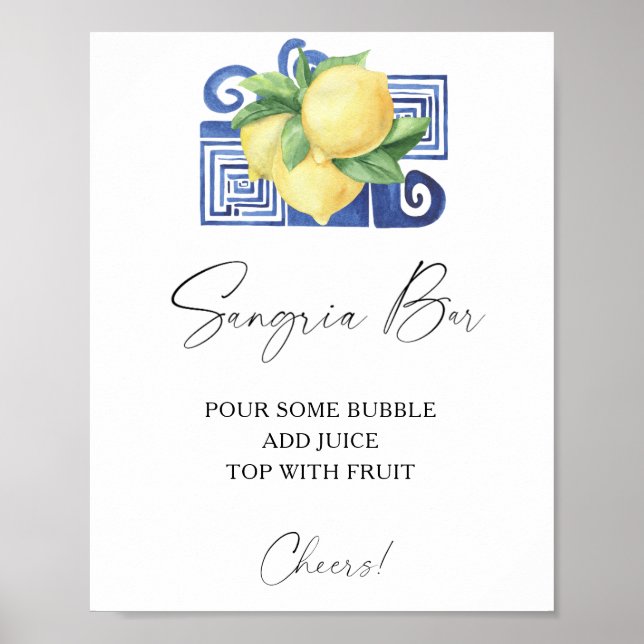 Affiche Aquarelle citron sanguine - bar de sangria (Devant)