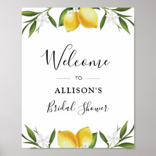 Affiche Aquarelle citrons douche nuptiale signe de bienven