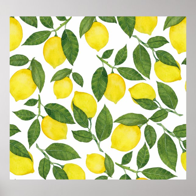 Affiche Aquarelle Citrons : Motif de fruits d'été (Devant)