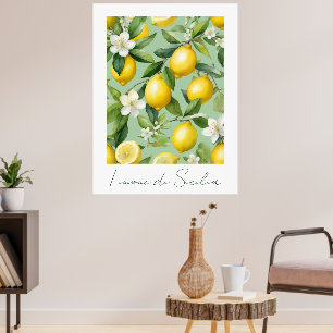 Affiche Aquarelle citrons siciliens Italie