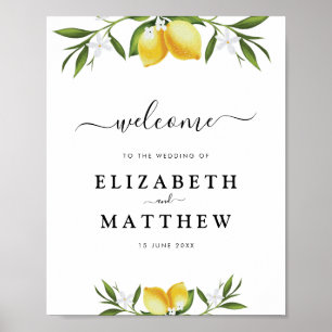 Affiche Aquarelle citrons & verdure feuillage signe mariag