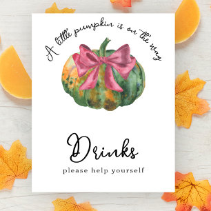 Affiche Aquarelle citrouille baby shower Boissons