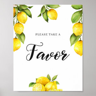 Affiche Aquarelle Citrus Citron Baby shower Faveurs Signal