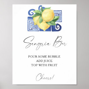 Affiche Aquarelle citrus citron - barre de sangria