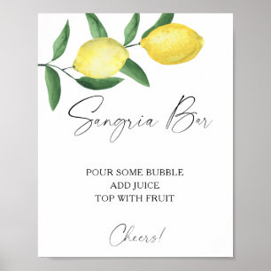Affiche Aquarelle citrus citron - barre de sangria