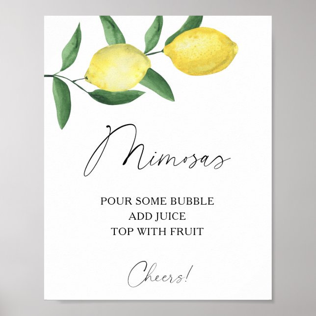 Affiche Aquarelle citrus citron - mimosas (Devant)