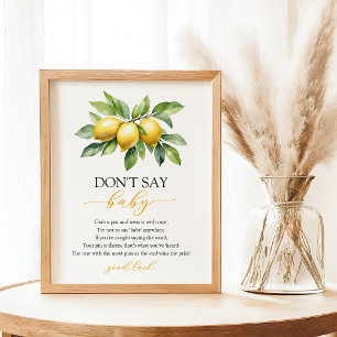 Affiche Aquarelle Citrus Lemon Baby shower Jeu