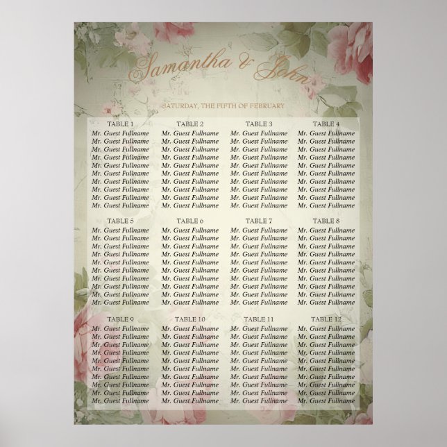 Affiche Aquarelle classique Elégante Roses Roses Roses Ros (Devant)