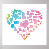 Aquarelle Coeur des États-Unis