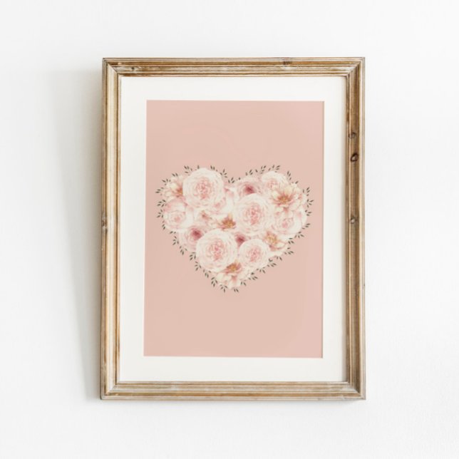 Affiche Aquarelle Coeur Rose (Créateur téléchargé)
