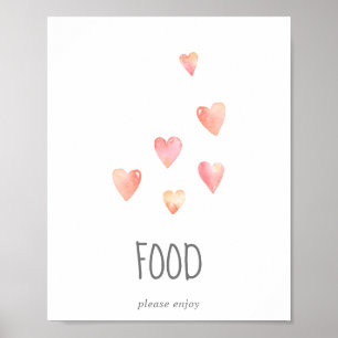 Affiche Aquarelle Coeurs Fille Baby shower Panneau de la t