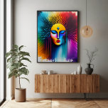 Affiche Aquarelle colorée femme face Abstraite expressive<br><div class="desc">Célébrez la féminité audacieuse et le flair artistique avec cette femme aquarelleuse visage d'art. Une touche de couleur parfaite pour des espaces créatifs,  des salons ou des intérieurs éclectiques et modernes.</div>