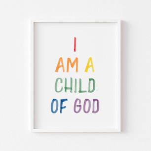 Affiche Aquarelle colorée Je suis un Enfant de Dieu imprim