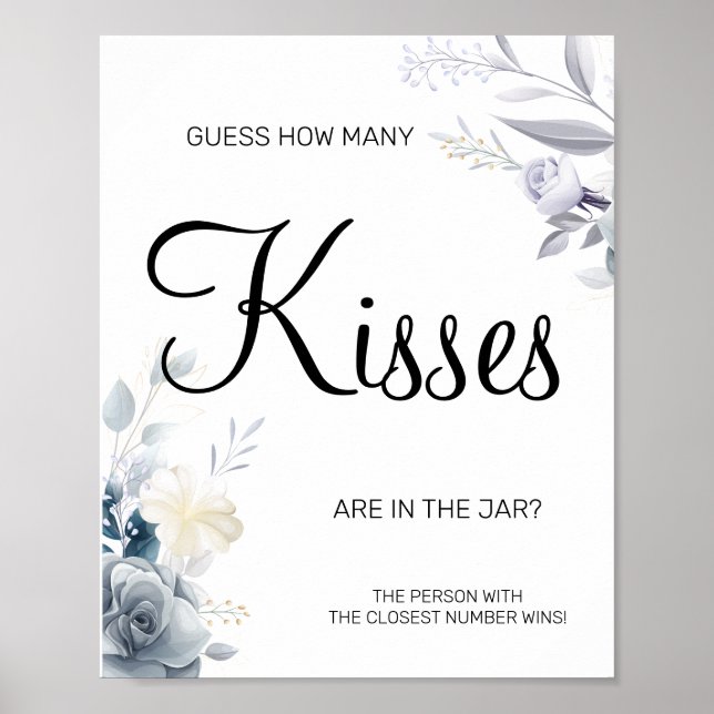 Affiche Aquarelle Combien de baisers Douche nuptiale signe (Devant)