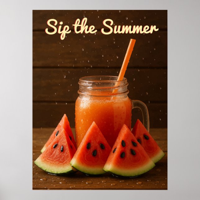 Affiche Aquarelle Conception de fruits - Modèle arrière bl (Devant)