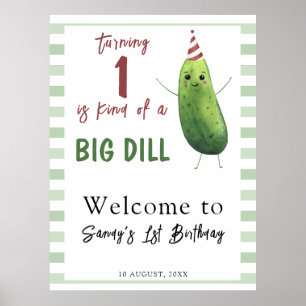 Affiche Aquarelle Concombre Big Dill Accueil d'anniversair