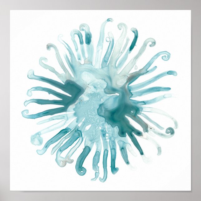 Affiche Aquarelle Corail - Bleu 2 (Devant)