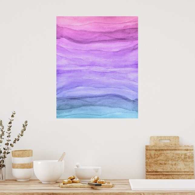 Affiche Aquarelle Couches Ombres violettes Art Abstrait (Cuisine)