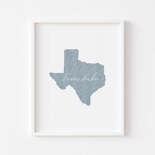 Affiche Aquarelle couleur boho bleu Texas babe print