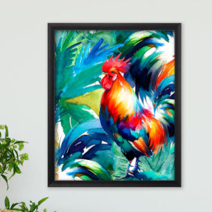 Affiche Aquarelle couleur coq