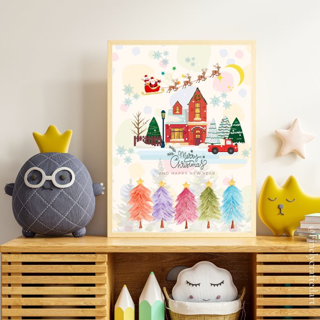 Affiche Aquarelle couleur mignonne Décor de la pépinière d (Créateur téléchargé)