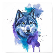 Aquarelle couleur Wolf - Spirit Animal Art