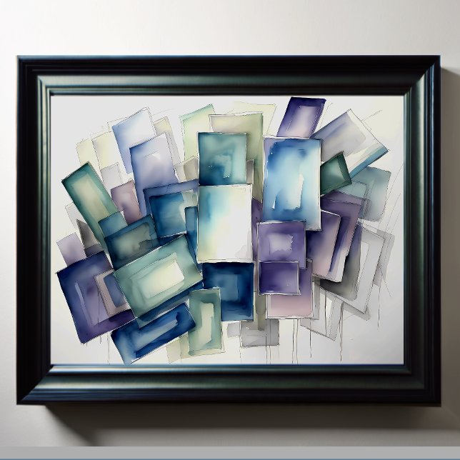 Affiche Aquarelle Couleurs Cool géométriques Abstraites 4: (Créateur téléchargé)