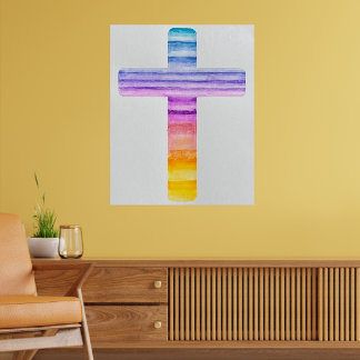Affiche Aquarelle Croix/ Art de la Croix/ Art Chrétien/ Jé