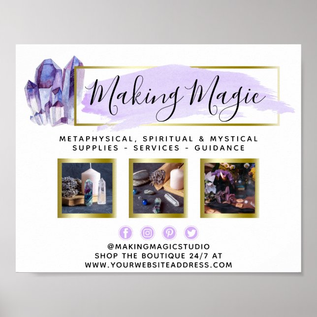 Affiche Aquarelle Crystals & Gold Geometry Logo Promo (Devant)