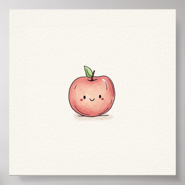 Affiche Aquarelle Cute Chibi Apple (Devant)