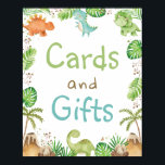 Affiche Aquarelle Cute Dinosaures Cartes et cadeaux de ver<br><div class="desc">Ce joli panneau de table Dinosaures présente des dinosaures colorés et vibrants et des couleurs d'eau et de la verdure. Idéal pour diverses occasions,  telles que baby shower,  fête d'anniversaire,  nouveau bébé,  aspersion de bébé,  etc. Objets correspondants disponibles en magasin ! c) Le Happy Cat Studio.</div>