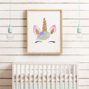 Affiche Aquarelle Cute Unicorn Nursery Décor Mur Girl