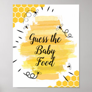 Affiche Aquarelle d'abeille Guess the Baby Food Sign