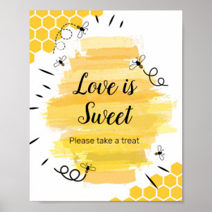 Affiche Aquarelle d'abeille L'amour est signe doux