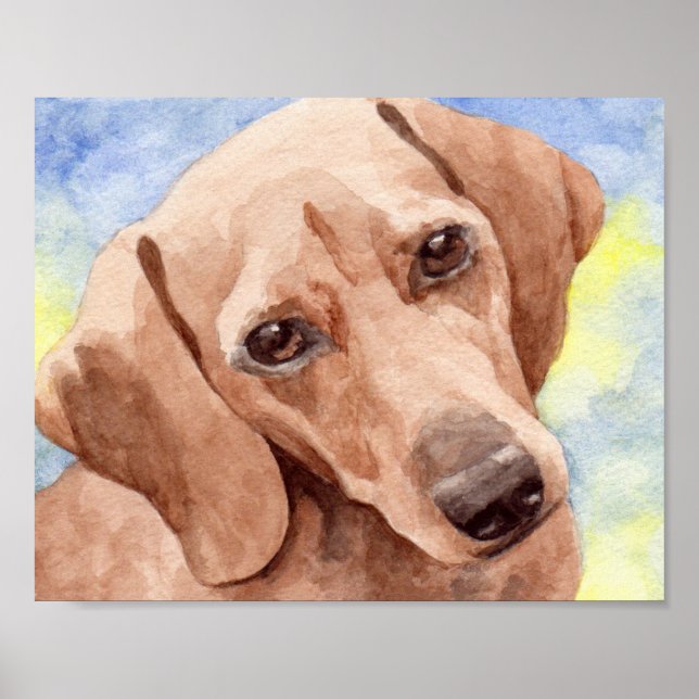Affiche Aquarelle Dachshund Imprimer (Devant)