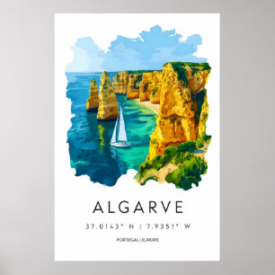 Affiche Aquarelle d'Algarve Ski Vintage Parc national