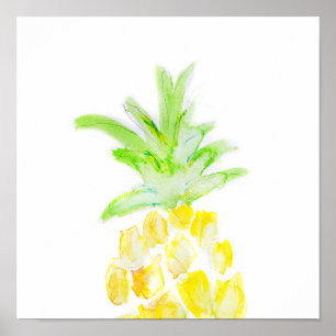 Affiche Aquarelle d'ananas tropical