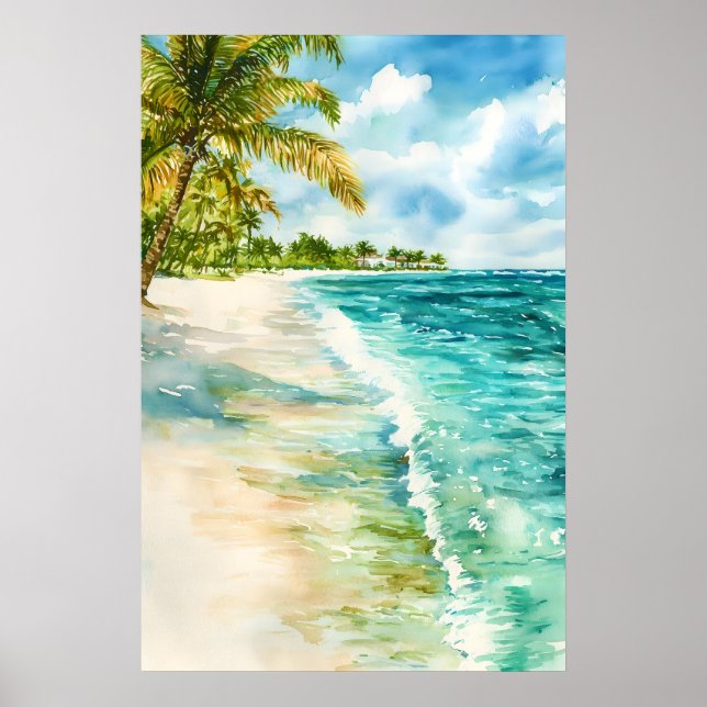 Affiche aquarelle d'Anguilla Aquarelle Vintage (Devant)