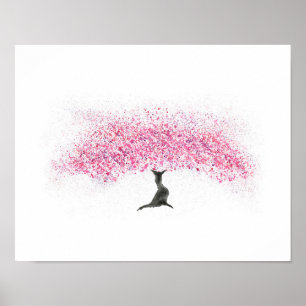 Affiche Aquarelle d'arbre de fleurs de cerisier