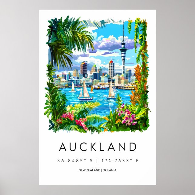 Affiche aquarelle d'Auckland Parc national de ski (Devant)