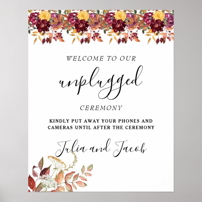 Affiche Aquarelle d'automne Floral Mariage Unplugged Affic (Devant)