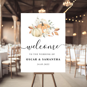 Affiche Aquarelle d'automne moderne Citrouilles & Fleurs