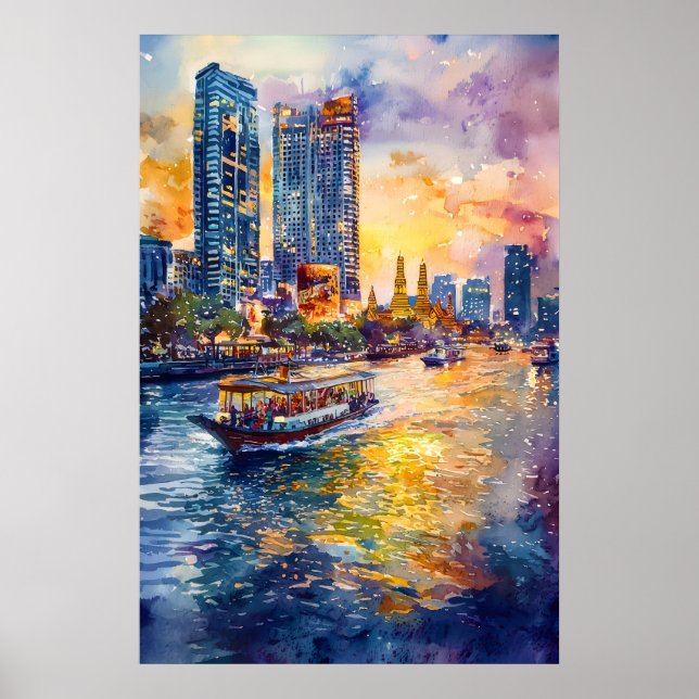 Affiche Aquarelle de Bangkok 1 (Devant)