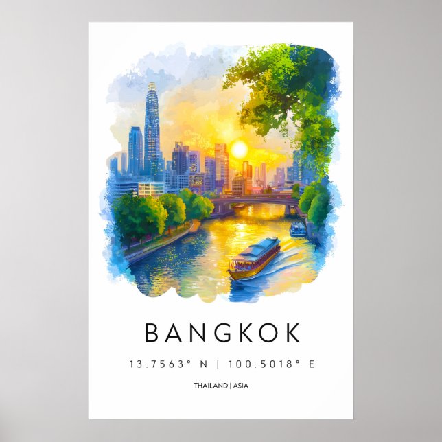 Affiche aquarelle de Bangkok Aquarelle 2 (Devant)