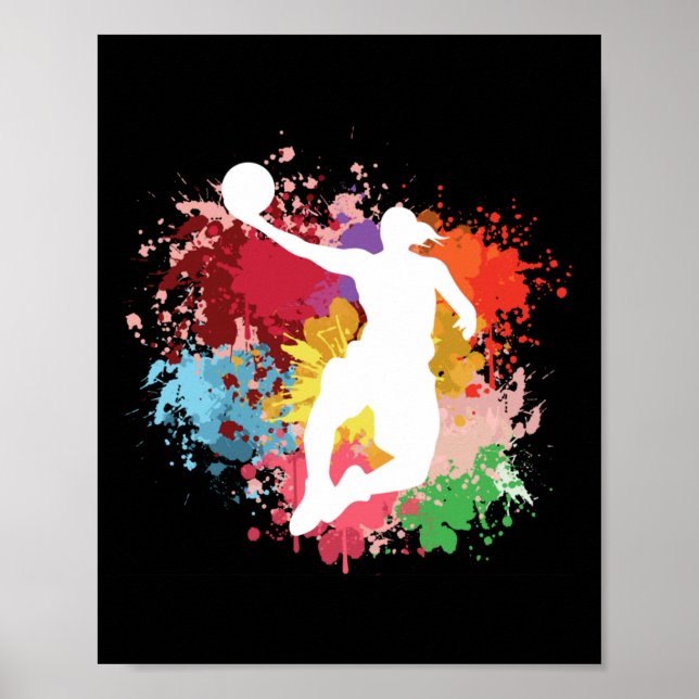 Affiche Aquarelle de basketball (Devant)